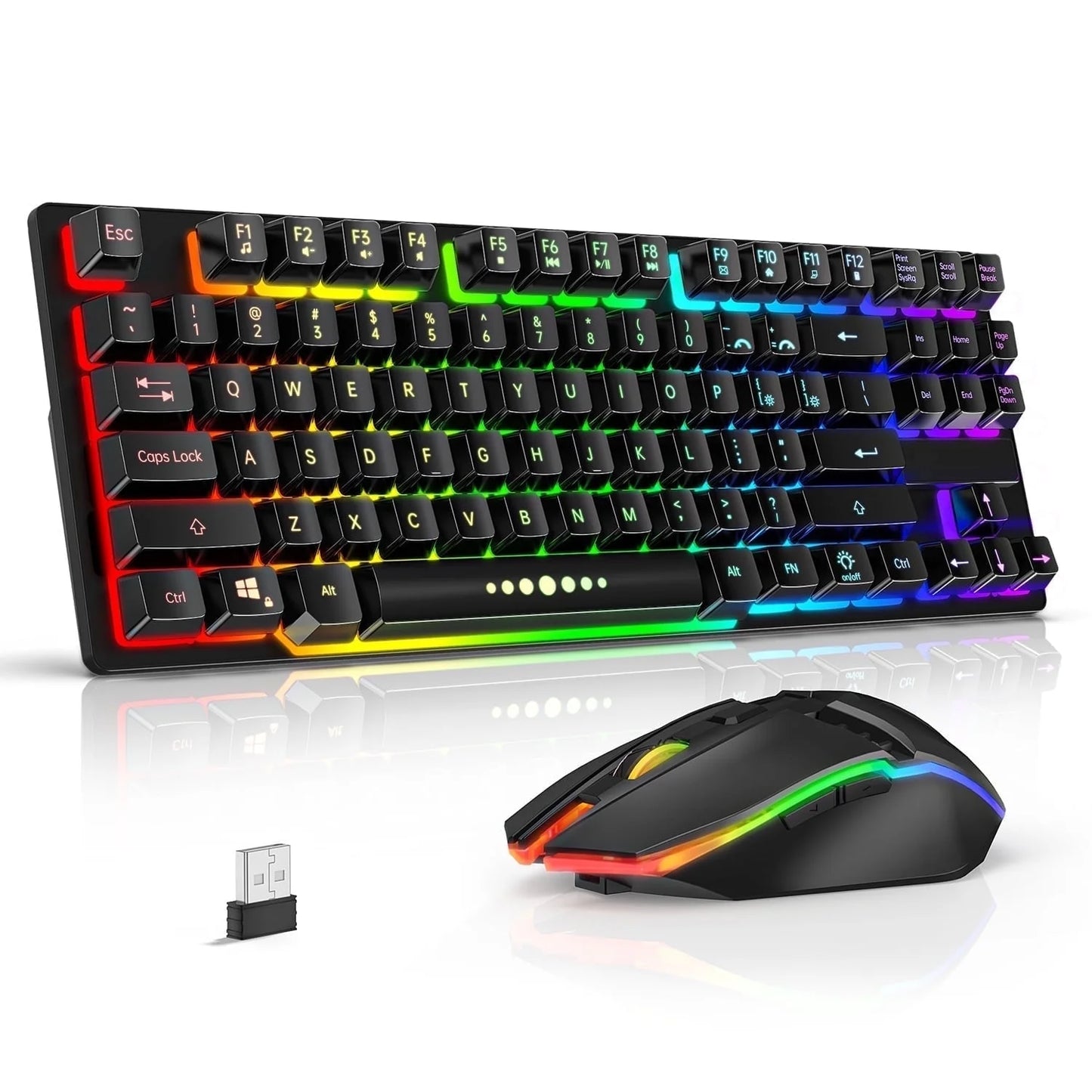 Wireless Keyboard and Mouse, 87 Keys Mechanical Feel Keyboard Mice Combo