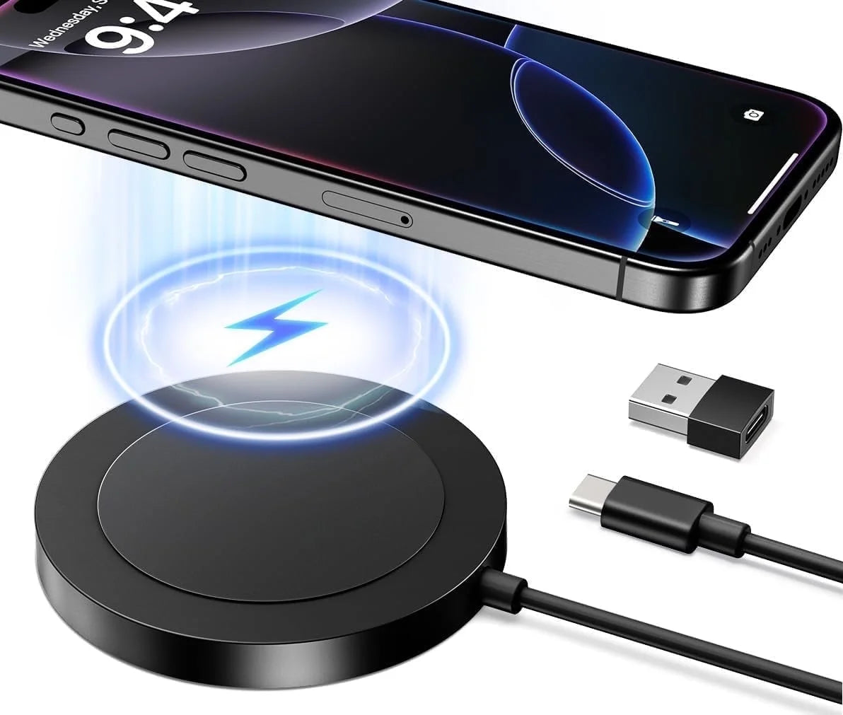 Fast Wireless Charger Pad – Compatible with iPhone 16/15/14/13/12/11 Series & AirPods Pro/3/2
